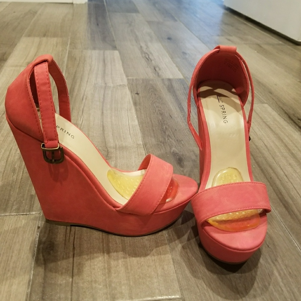 Coral Wedge Heels
